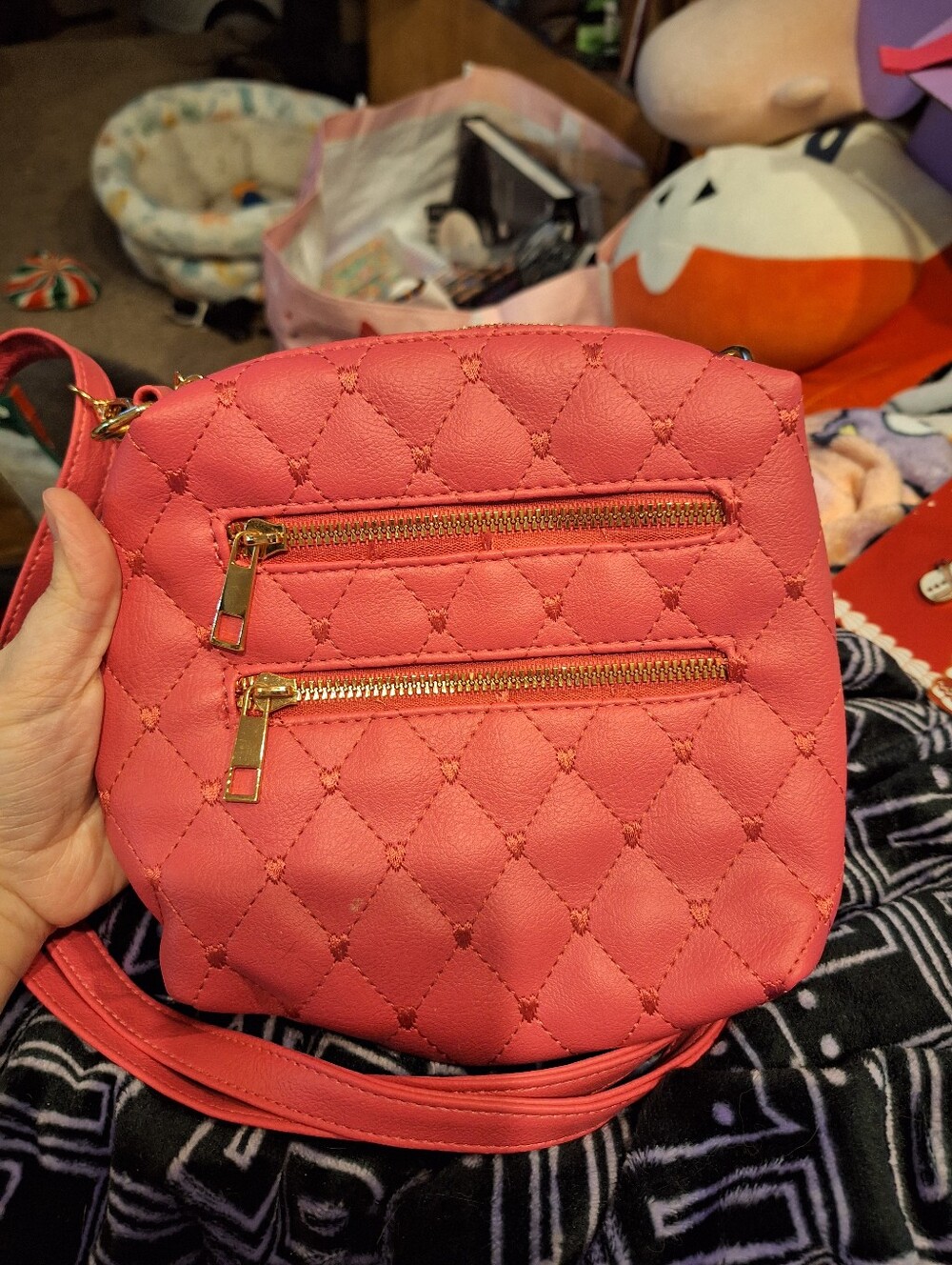 UnderOneSky Pink Heart Crossbody Bag